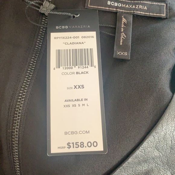 BCBG MaxAzria Cladiana Black Faux Leather Scoop Neck Peplum Tank Top - Picture 12 of 15